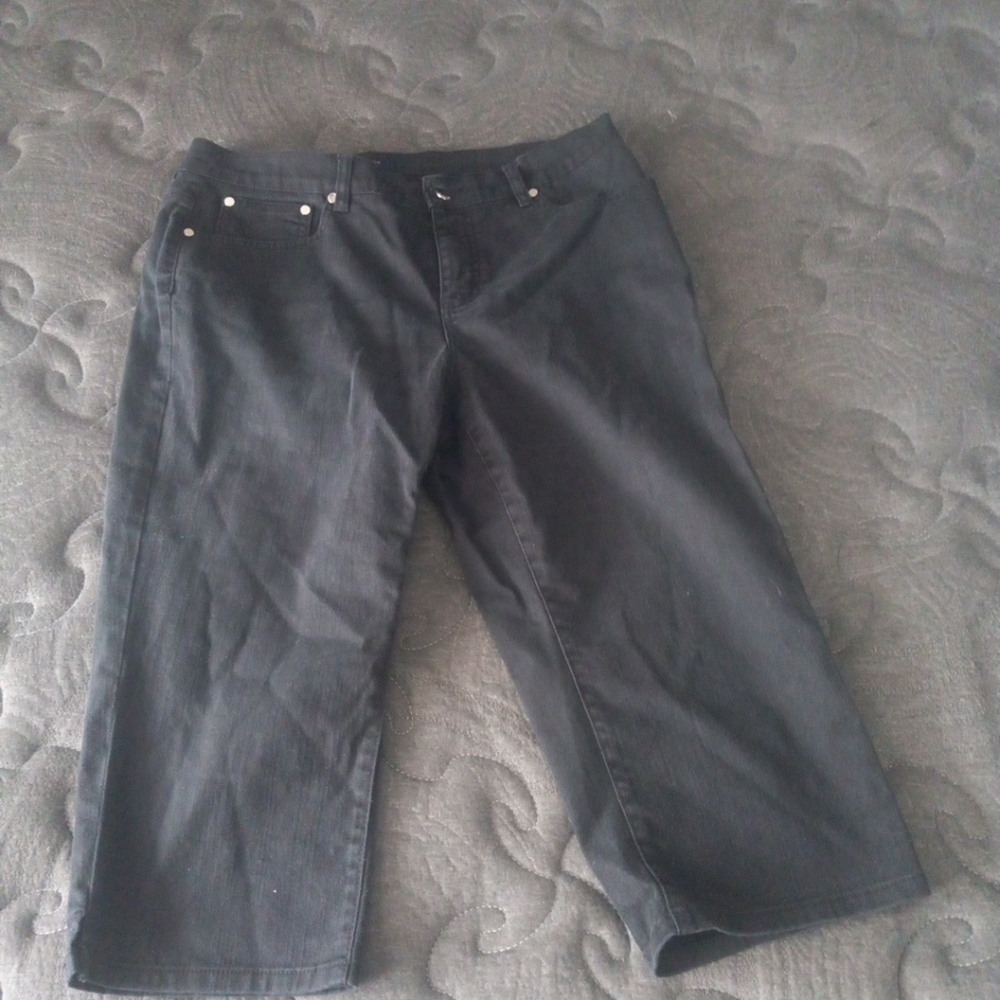 Chaps Women Black Straight Leg Stretch Comfort Fit 5-Pocket Denim Jeans Pants 12